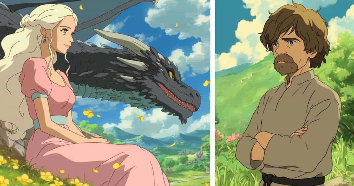 تصویرسازی هوش مصنوعی از شخصیت‌های «بازی تاج و تخت» به سبک استودیو جیبلی