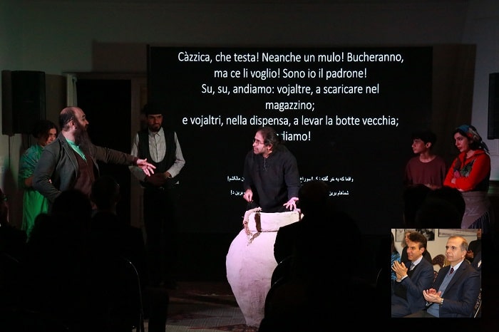 اجرای نمایش «خمره» نوشته لوئیجی پیراندللو در اقامتگاه سفیر ایتالیا