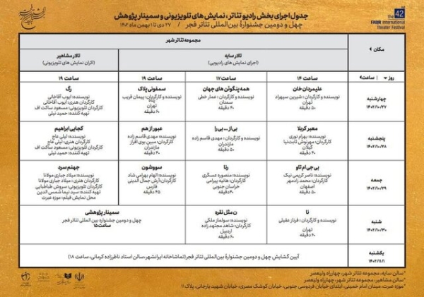 اعلام برنامه های چند بخش از جشنواره تئاتر فجر